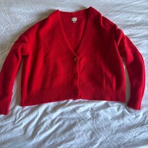 Fuzzy red a new day cardigan size large
